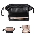thumbnail image 2 of Large Makeup Bag, Double Layer Cosmetic Bag,Leather Makeup Bag, Cosmetic Travel Bags,Large Portable Leather Toiletry Bag,Travel Ma, 2 of 8