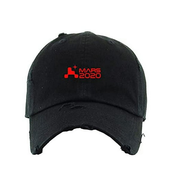 Mars 2020 Rover Vintage Baseball Cap Embroidered Cotton Adjustable Distressed Dad Hat Black