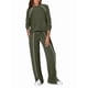 thumbnail image 4 of Conjuntos de Salón para Mujer, Conjuntos de 2 Piezas para Otoño, Pantalones Anchos, Conjuntos A Juego, Ropa de Mujer Verde L, 4 of 8