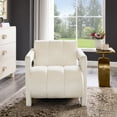 thumbnail image 4 of Roundhill Furniture Velmor Contemporary Velvet Accent Armchair for Living Room and Bedroom, Ivory, 4 of 10
