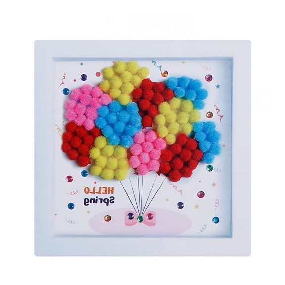 BESTSKY DIY Pom-Poms Art Craft Kit Toddler Sensory Activities Box for Ages 1-5 Finger Motor Skills Educational Frame