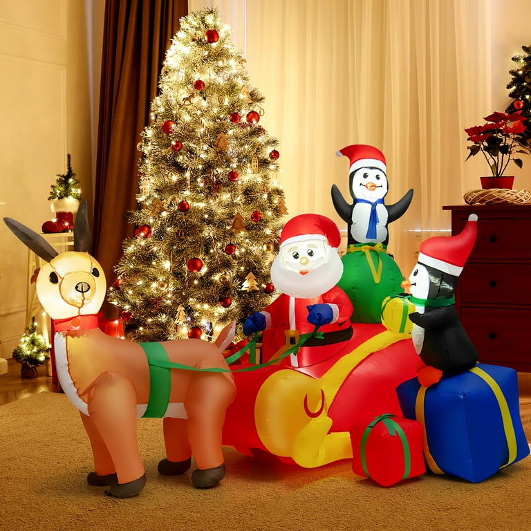 Costway 6 FT Outdoor Inflatable Santa Claus Driving Reindeer Costway 6 FT Outdoor Inflatable Santa Claus Driving Reindeer