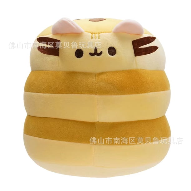Hamburguesa grande y pequeña, pastel de gato, muñeco de peluche de gato, galleta de gato gordo, té con leche, juguete de peluche para gato