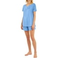 thumbnail image 6 of GESJQFZ Women Spliced Pleat Solid Color V Neck Pajama Shorts Nightwear Set, 6 of 7