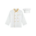 thumbnail image 3 of Aislor Men Classic Kitchen Coat with Hat Long Sleeve Double Button Chef Shirt Canteen Bakery Uniform Yellow XL, 3 of 7