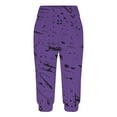 thumbnail image 4 of gbyLJF Workout Capri Pants for Women Summer 2024 Fashion Printed Cropped Jogger Pant Mid Rise Slim Fit Gym Pants A01_Purple XXL, 4 of 6