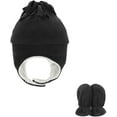 thumbnail image 2 of Zando Baby Kids Winter Hats and Gloves Sets Boys Warm Polar Fleece Beanie Hat Cold Weather Black A 4-7T, 2 of 7