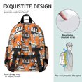 thumbnail image 5 of Football and Text Orange Pattern Cute School Backpack Bag for School with Padded Back and Adjustable Shoulder Straps 15.25"x11.5"x5.25", 5 of 5