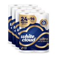 thumbnail image 1 of White Cloud Papier Hygiénique Ultra Doux et Résistant, 4 Paquets de 6 Rouleaux Méga = 96 Rouleaux Réguliers, 1 of 7