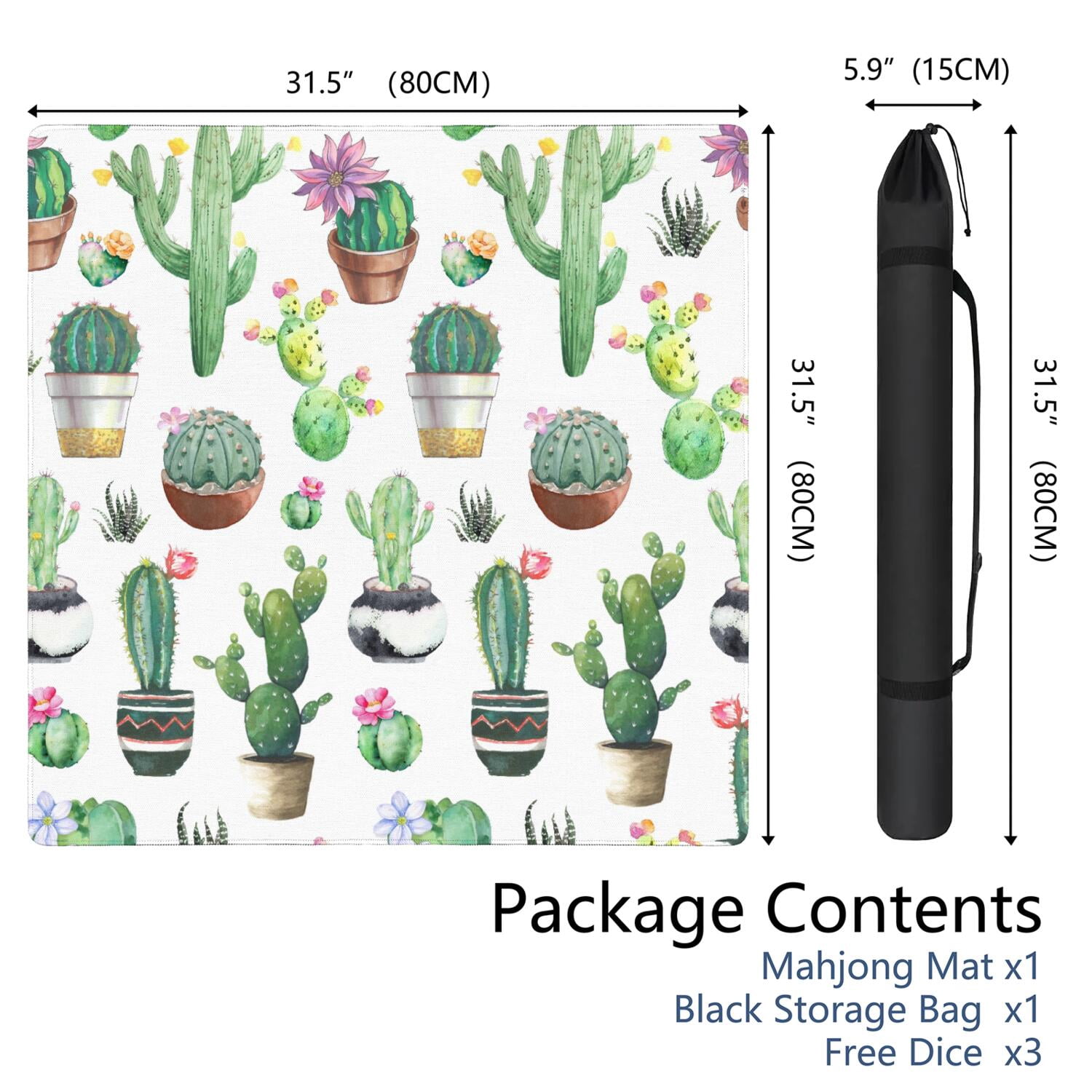 31.5 Inch Plants Design Mahjong Table Pad Made of Durable Rubber with Anti-Slip Non-Slip Surface and Noise Reducing Technology for Card Games Board Games Tiles