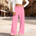 thumbnail image 6 of Lmnyox Wide Leg Sweatpants for Kids Causal Solid Color Elastic Waist Trousers Loose Pull On School Pants with Pockets, 6 of 8