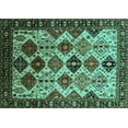 thumbnail image 1 of Ahgly Company Machine Washable Indoor Rectangle Oriental Turquoise Blue Industrial Area Rugs, 7' x 10', 1 of 4