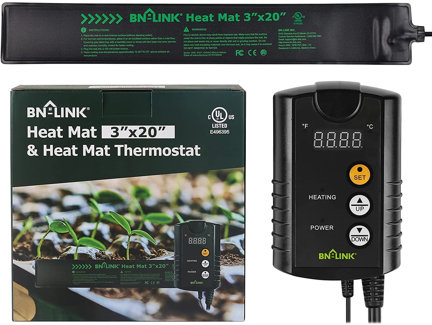iPower MET Certified Seedling Heat Mat & ETL Digital Thermostat Control Combo