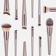 thumbnail image 3 of Set de brochas de maquillaje HUOGUO, 14 piezas, base de madera para cejas, 3 of 5