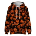 thumbnail image 4 of Men's Oversized Flowers Print Hooded Sweatshirt, Long Sleeve Loose Fit Casual Pullover for Fall Winter, Graphic Hoodie,Saffron,XL, 4 of 5
