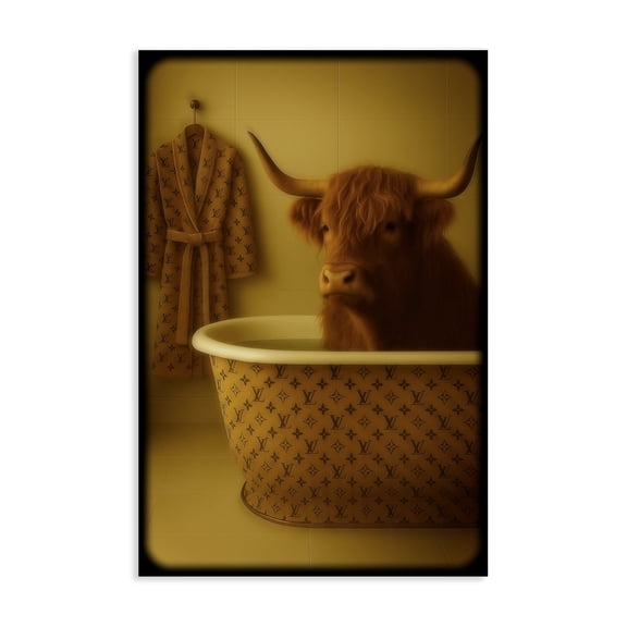 Stupell Industries Eclectic Couture Highland in Luxury Tub Canvas Art, 16 x 24, by Grotto Studios