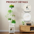 thumbnail image 3 of Plant Stand Indoor with Grow Light, 6-Tiered Tall Plant Stand Indoor, Metal Plant Shelf with Hanging Basket Hook and Adjustable Light, Ideal for Living Room, Garden, Round Patio white, 3 of 16