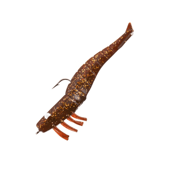D.O.A. FSH4-3P-304 Shrimp Lure 4" 1/2 oz Rootbeer/Gold Glitter