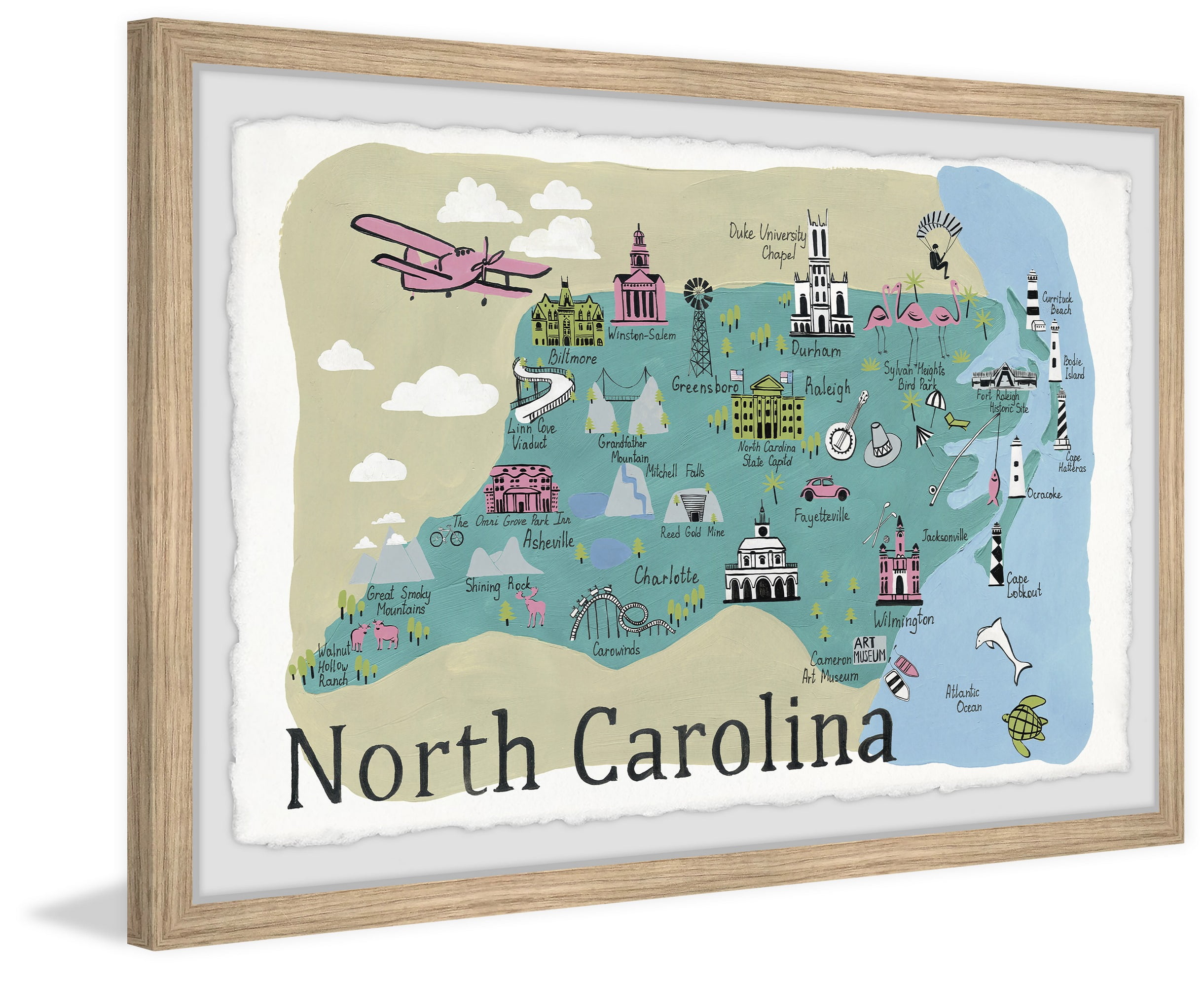 Marmont Hill To North Carolina Framed Wall Art, 16" x 24"