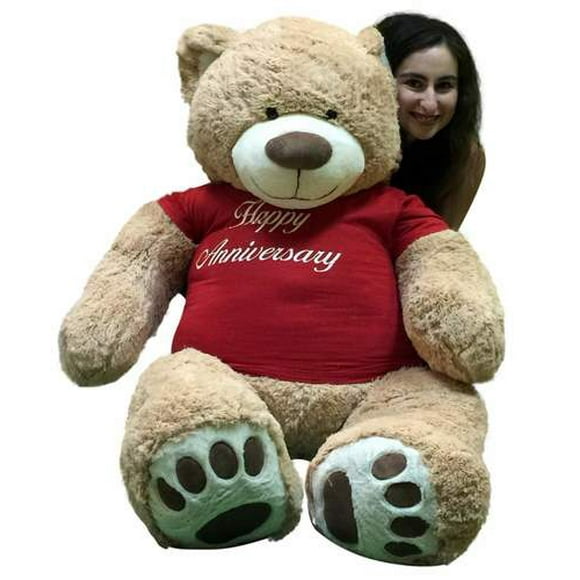 Joyeux Anniversaire Géant Ours en Peluche de 5 Pieds T-Shirt Doux de 60 Pouces Disant Joyeux Anniversaire