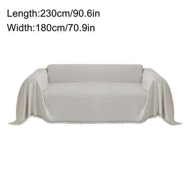 Chenille Herringbone Sofa Cover 180x300cm, 4-Season Stretch Couch Protector, Anti-Slip Machine Washable Home Decor