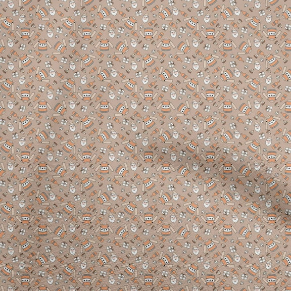 oneOone Cotton Jersey Light Brown Fabric Christmas Sewing Fabric By The Yard Printed Diy Clothing Sewing Supplies 58 Inch Wide