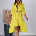 thumbnail image 2 of Women's Elegant Lapel Maxi Long Dress Casual Fashion Solid Shirt Club Dress, 2 of 3