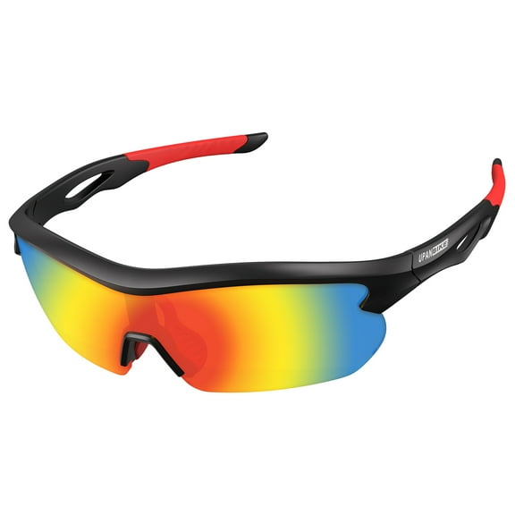 UPANBIKE Bike Cycling Sunglasses Sports Sunglasses Anti-UV400 PC Lens TR90 Unbreakable Frame Unisex Adult Goggle, Matte Black Frame/Red Lens