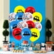 thumbnail image 5 of Juego de 13 globos de 12 pulgadas con diseño de coche, confeti y látex para fiestas de cumpleaños (3 globos azules, 3 rojos, 3 amarillos, 4 con lentejuelas de colores y 1 cinta azul)., 5 of 8