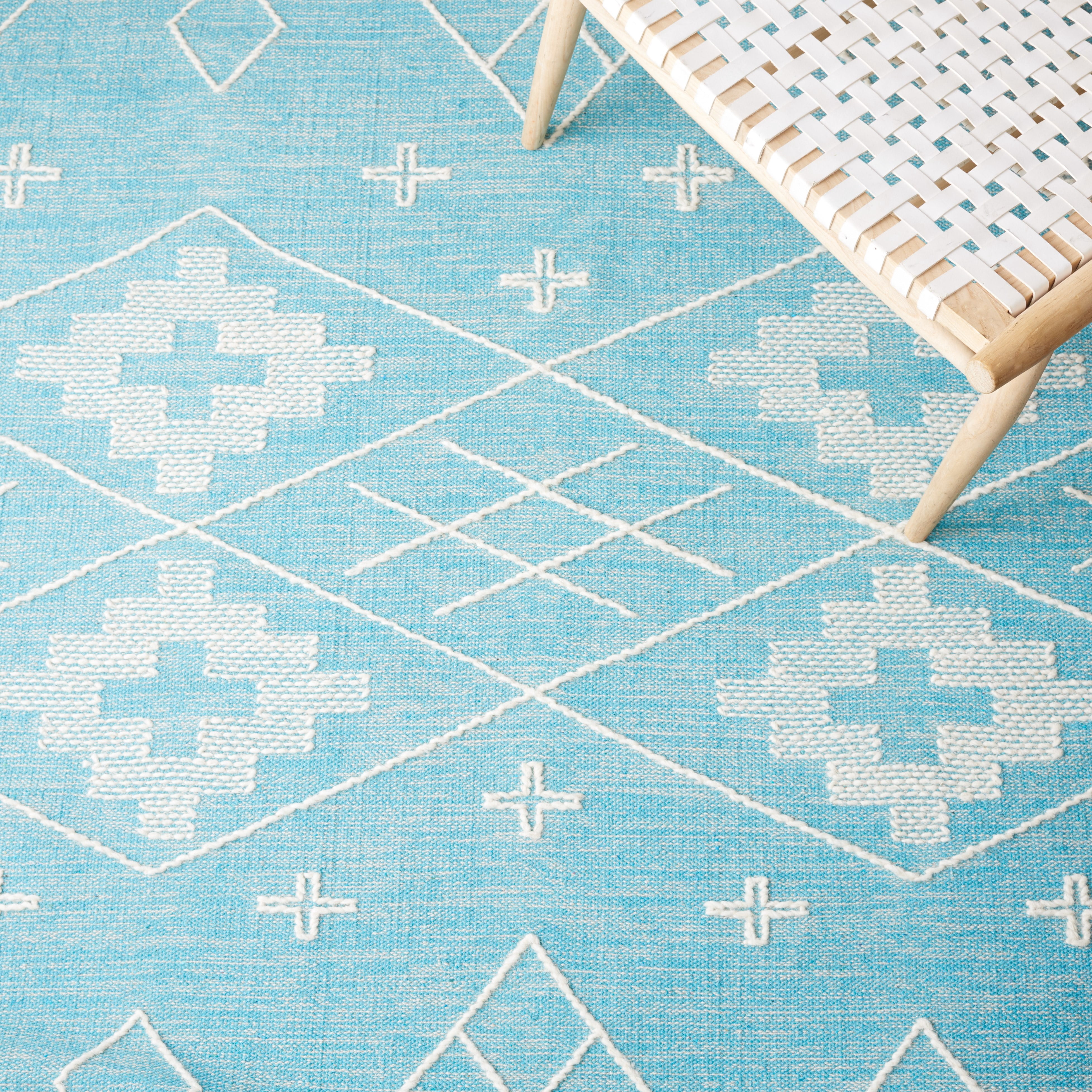 SAFAVIEH Kilim Phelim Tribal Area Rug, Teal/Ivory, 5' x 8'