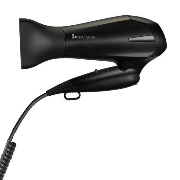Newhouse 125V 1875-Watt Foldable Hair Dryer with Spiral Cord NHHD-001-FS, Compact Foldable Hair Blow Dryer, Low-Noise Ionic Hair Dryer, ETL Certified for Hospitality and Residential Use