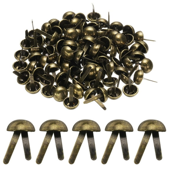 Uxcell 100pcs Brads Paper Fasteners, 12mm x 20mm Metal Paper Crafts Brads, Small Round Brass Split Pins, Bronze