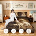 thumbnail image 4 of Manfei Jungle Lion Sheep Queen Comforter Set, Vintage Western Bible Comforter Sets Queen, Dark Brown, Black Reversible, 3pcs, 1 Comforter and 2 Pillowcases, 4 of 7