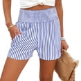 thumbnail image 4 of Garbnen Stripe Shorts Women High Waisted Summer Shorts Women Beach Vacation Lightweight Color Block Women Shorts with Pockets Blue XL, 4 of 4