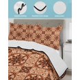 thumbnail image 3 of Quilts Queen Size Bedding Set, Orange Brown Flowers Reversible Summer Quilt 3 Pieces, Farmhouse Retro Abstract Floral Lightweight Bedspreads Coverlets with 2 Pillow Shams for All Seasons, 3 of 5