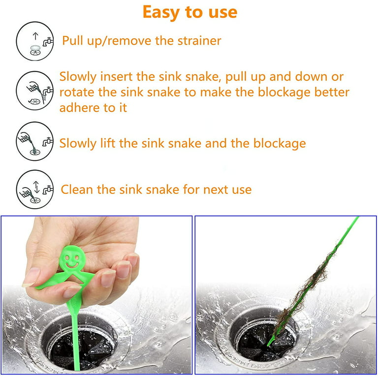 Drain Hair Clog Remover, Sink Snake, Drain Cleaner Sticks, Snake