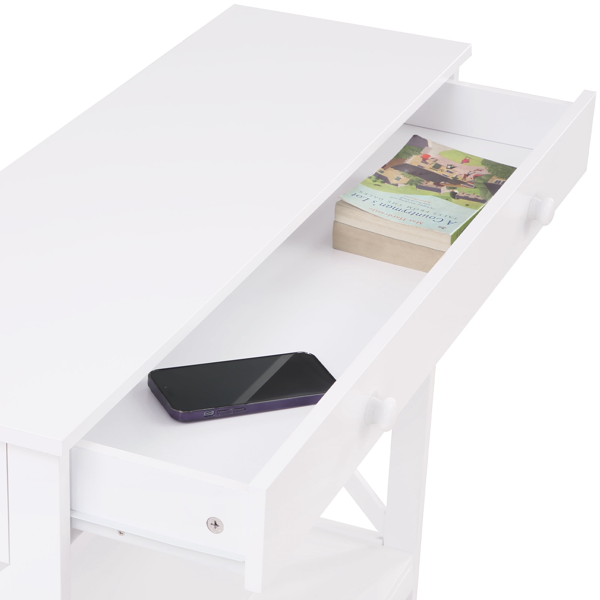 Convenience Concepts Oxford 1 Drawer Console Table with Shelves, White