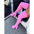 thumbnail image 3 of Women Platform Tight High Boots Stretch Knitted Leather Round Toe Chunky Bottom Slip On High-heeled Over The Knee Boots Casual Non Slip Winter Fall Long Tall Boots, 3 of 3