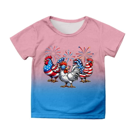 

Jackets for Girls Shirts Teen Short Sleeve Independence Day Prints T Shirt Tops for Teens