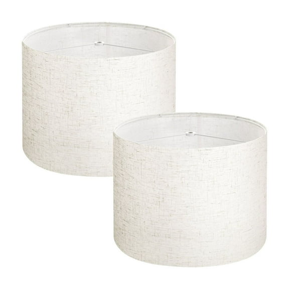 Drum Lamp Shades 2-Pack, 13x13x10 inch Linen Lampshade - Round Replacement for Table & Bedside Lamps, Soft Light Diffusion