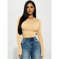 thumbnail image 4 of MOYIKO Slim Fitted Long Sleeve Shirts for Women Crewneck Tees Tight Basic Tops, 4 of 9