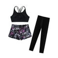 thumbnail image 6 of Haitryli Kids Girls 3 Piece Swimsuit Crisscross Crop Tank Top with Shorts Leggings Tankini Swimwear Beachwear Black 16, 6 of 7