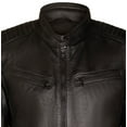 thumbnail image 4 of Mens Classic Leather Quilted Biker Jacket - Sutton in Black, 4 of 4