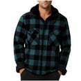 thumbnail image 2 of FDGIU Men's Sherpa Lined Flannel Jacket - Plaid Button Hooded Winter Coat with Pockets, 2 of 5