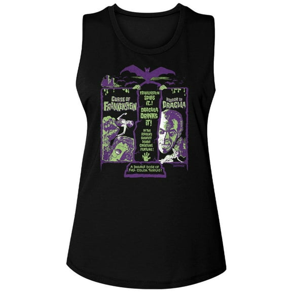 Hammer Horror Franken Drac Recolor Black Women's Muscle Tank Top T-Shirt