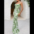 thumbnail image 4 of Vestido Maxi Bohemio de Verano para Mujer, con Estampado Floral, Tirantes Finos, Sin Mangas y Ajustado Verde XL, 4 of 8