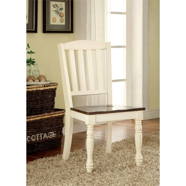 Furniture of America Gossling Farmhouse Wood Dining Chair in White (Set