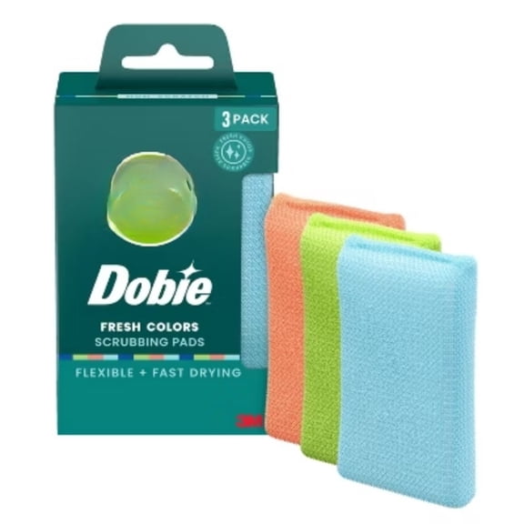 Dobie Non-Scratch and Fast-Drying Multicolor Scrubbing Pads - 3ct