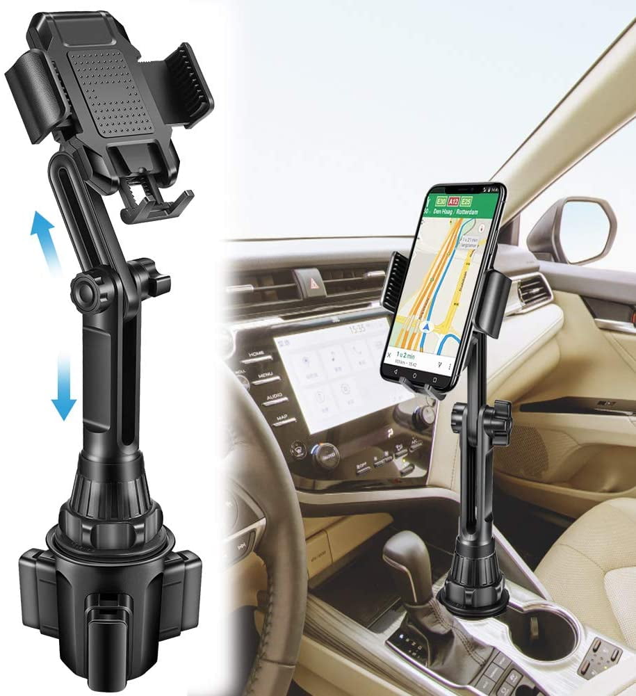 AnsTOP Universal Adjustable Car Holder Cradle Cup Mount for iPhone 11 Pro/XR/XS/XS Max/iPad/iPod/Samsung Galaxy/GPS and More Black&Yellow Car Cup Holder Phone Mount 