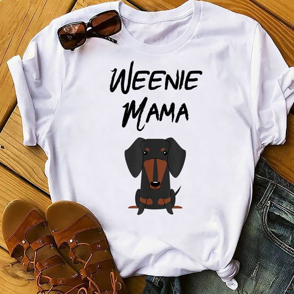DeliFri Dachshund Mom T-Shirt Weiner dog Womens T-Shirt - Gift for Dog Lovers - Dog - Mother's Day